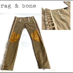 RAG & BONE Size 4 Brown Moto Rider Cotton Leggings